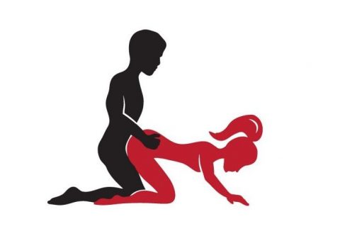 Darstellung der Hündchen-Sex-Stellung oder Von-hinten-Position